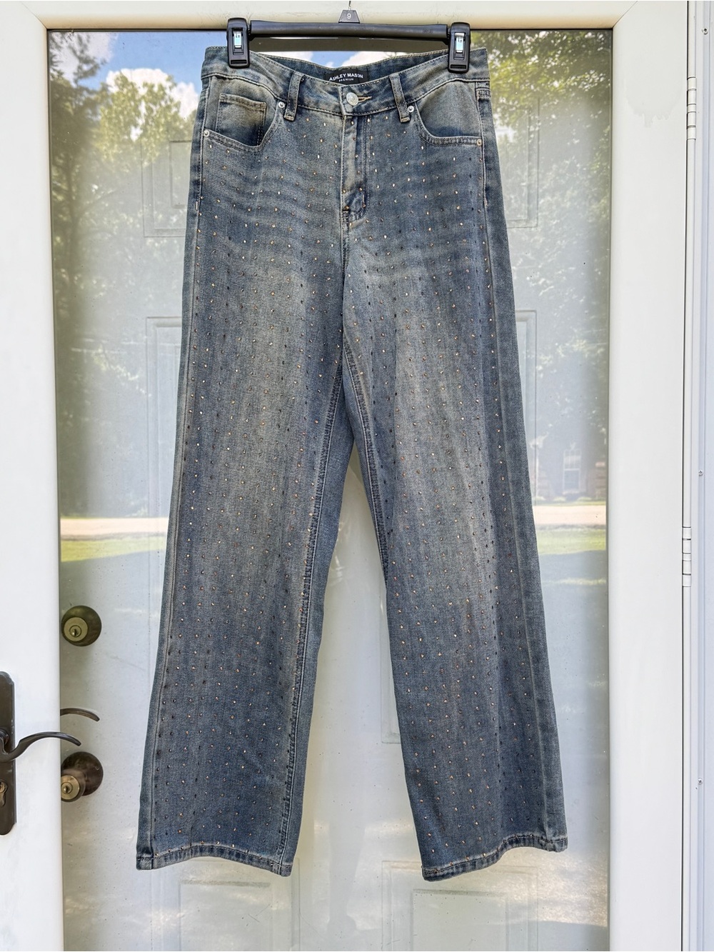 Ashley Mason Rhinestone Jeans 3/26 Y2K High Rise Straight Leg